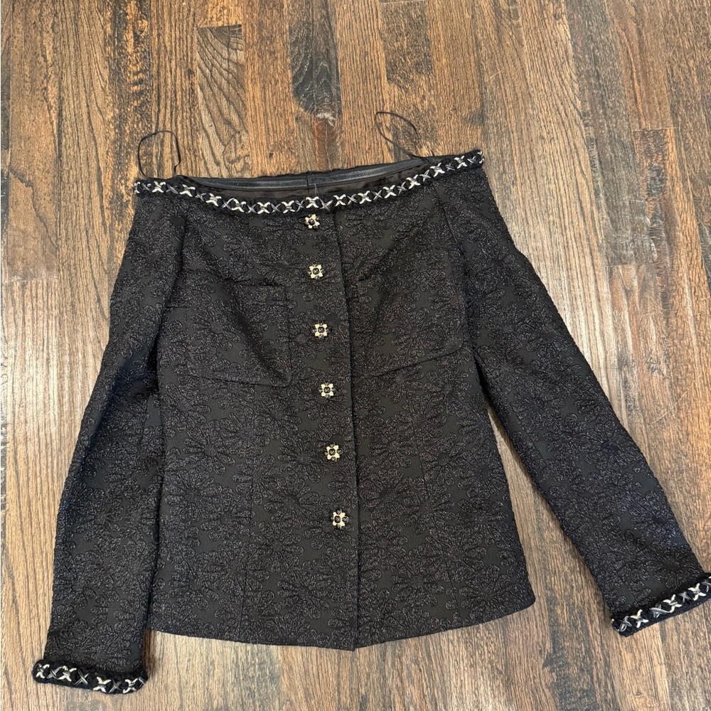 CHANEL Black Women's Jacket with Embellished Trim